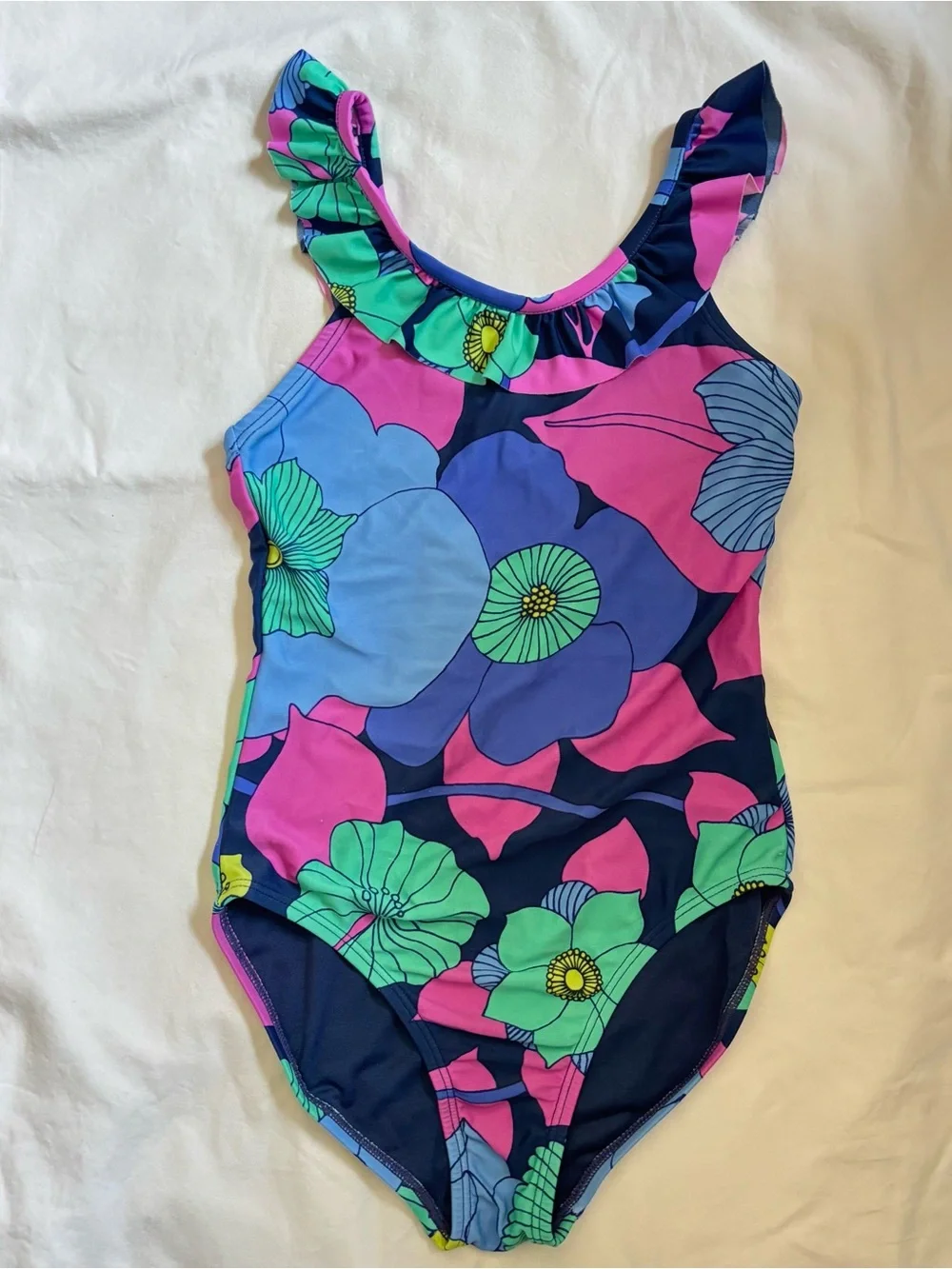 GAP Kids Floral Swim One-Piece in Navy, Pink & Green